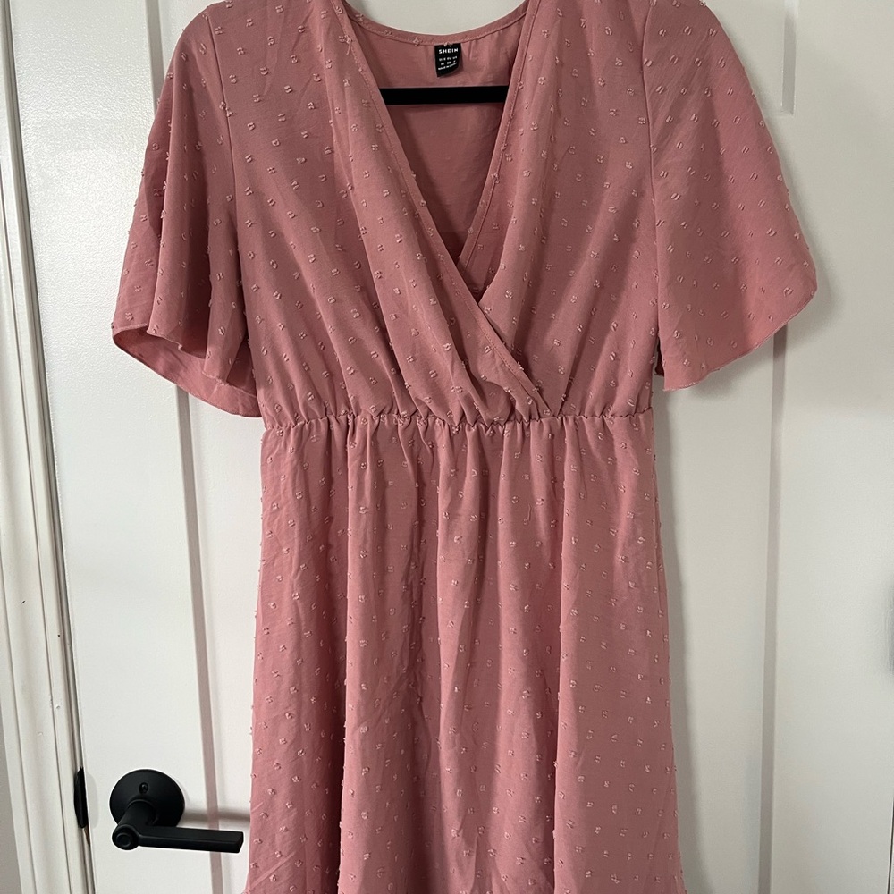 SHEIN Blush Pink Textured Mini Dress